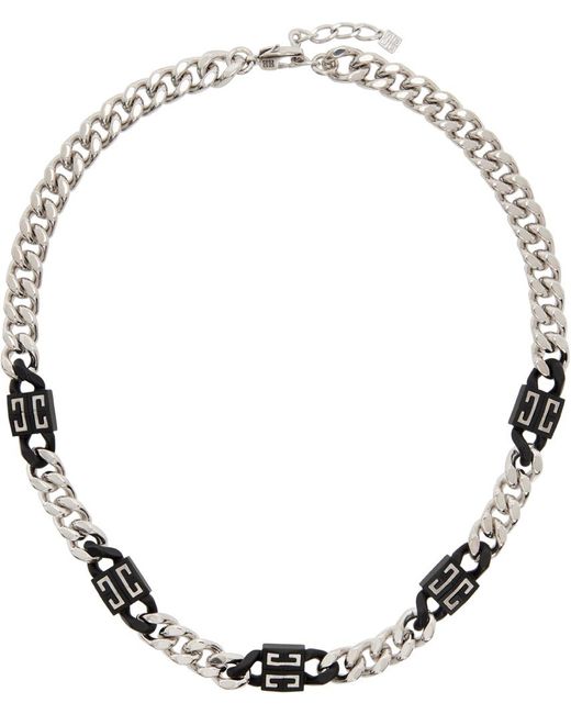 Givenchy Metallic Silver & Black 4g Necklace for men