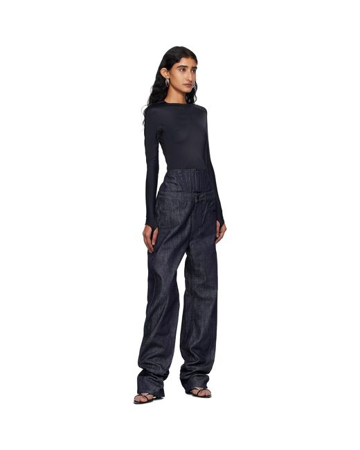 Mugler Black Shoulder Logo Bodysuit