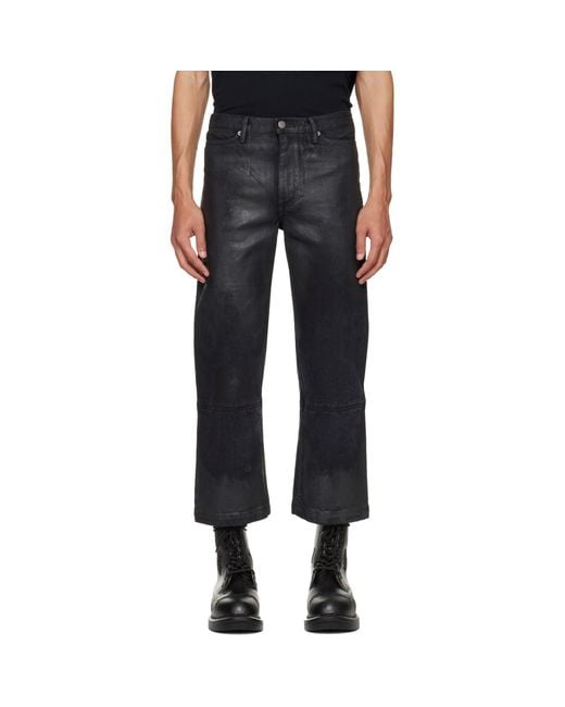 HYACYN Black Etteragic Denim Washed Waxed Jeans for men