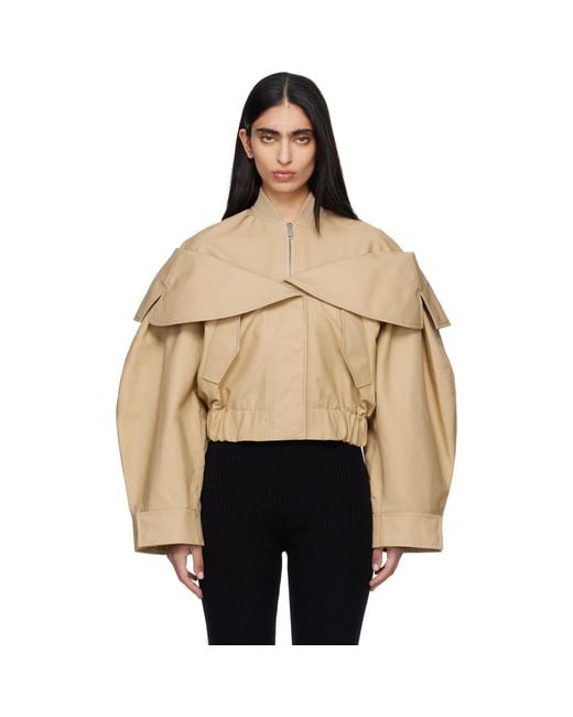 Ganni Natural Cotton Bomber Jacket