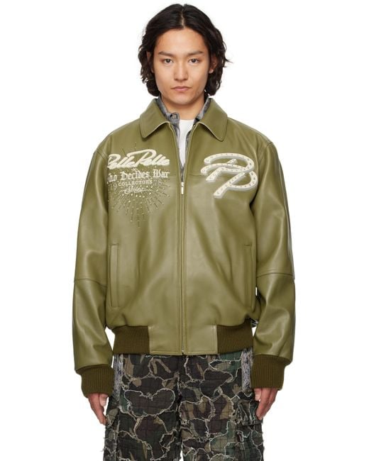 Who Decides War Green Khaki Pelle Pelle Edition 'Greatest Of All Time' Leather Jacket for men