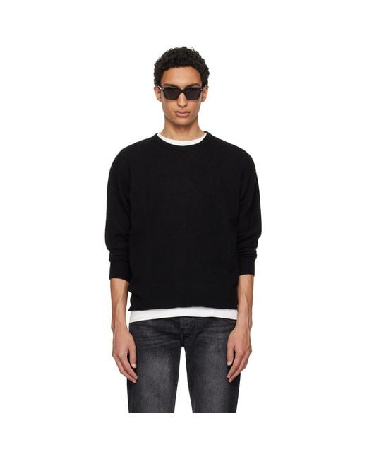 Merz B. Schwanen Black Lightweight Merino Wool-Cashmere-Silk Sweater for men