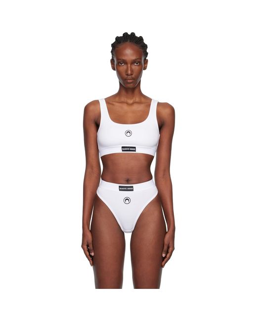 MARINE SERRE Multicolor Moon Logo Stretched Jersey Bra