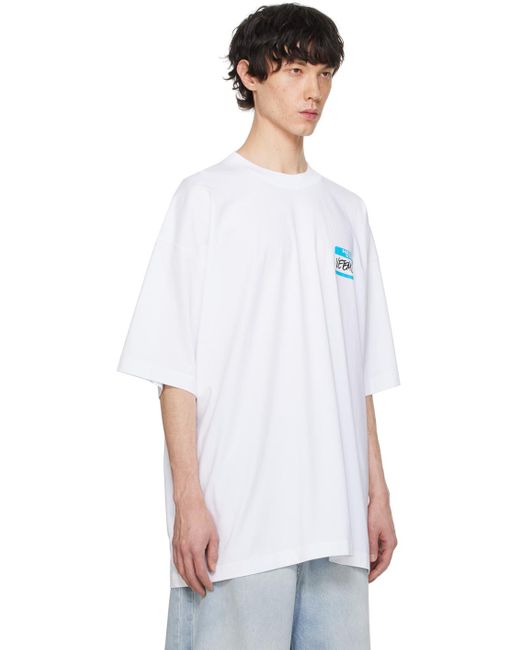 Vetements White 'my Name Is ' T-shirt for men