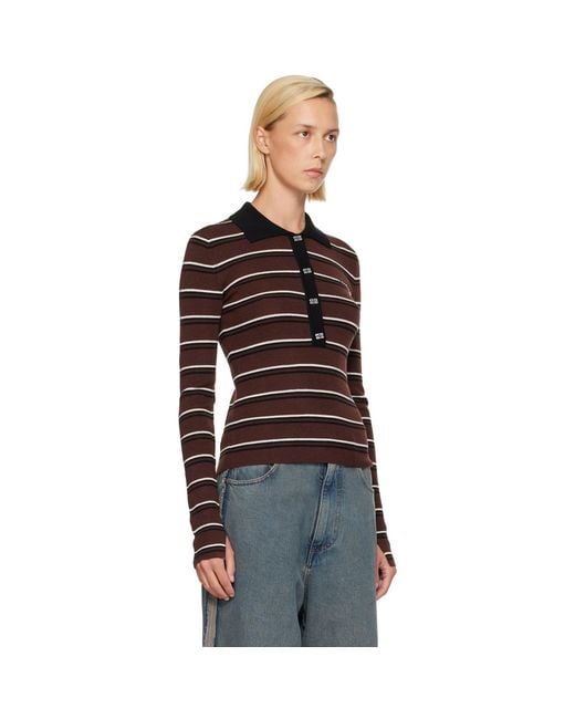 Ganni Red Striped Merino Polo