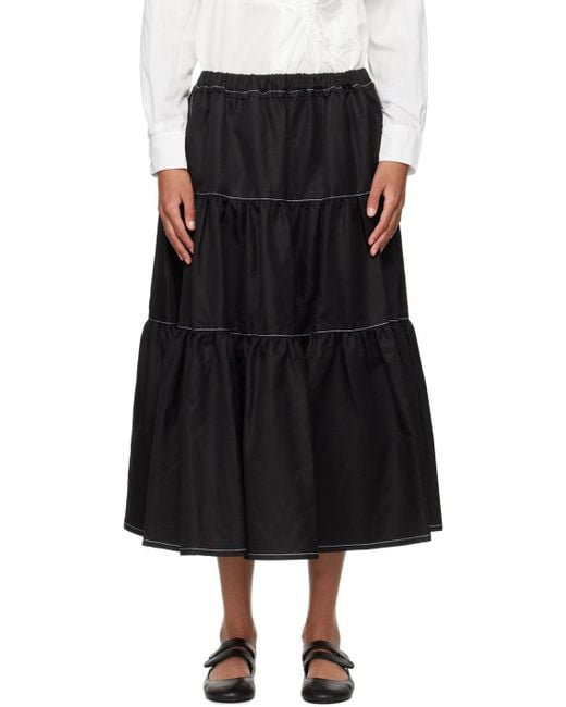 Tao Comme Des Garçons Black Tiered Midi Skirt