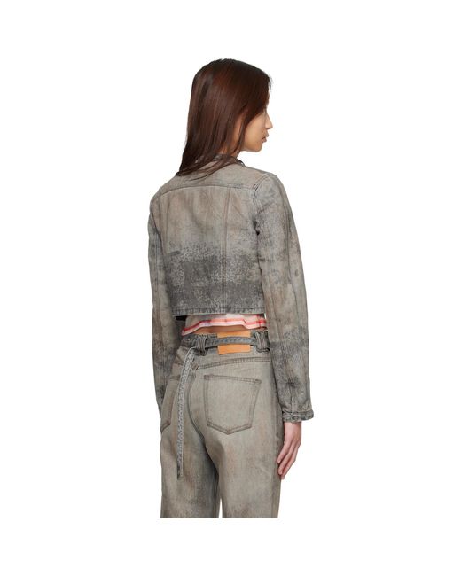 DIESEL Black Cropped Cotton-Hemp Satin Denim Jacket