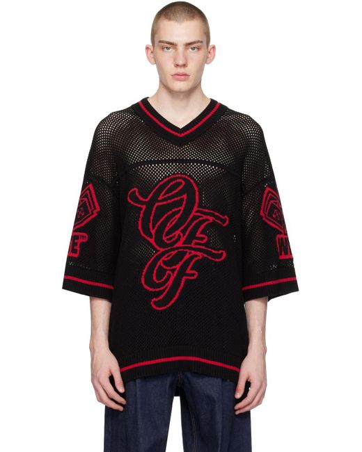 Off-White c/o Virgil Abloh Black & Red Varsity Net T-shirt for men