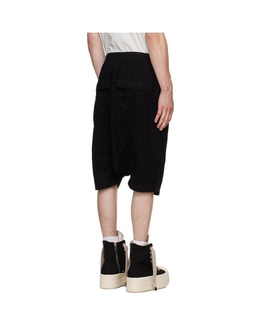 Rick Owens Black Tower Drawstring Pods Shorts for men