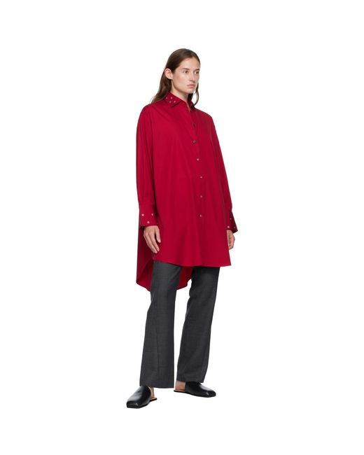 Our Legacy Red Frock Shirt Midi Dress