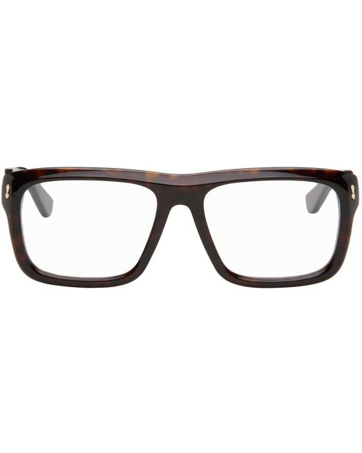Gucci Black Tortoiseshell Square Glasses for men