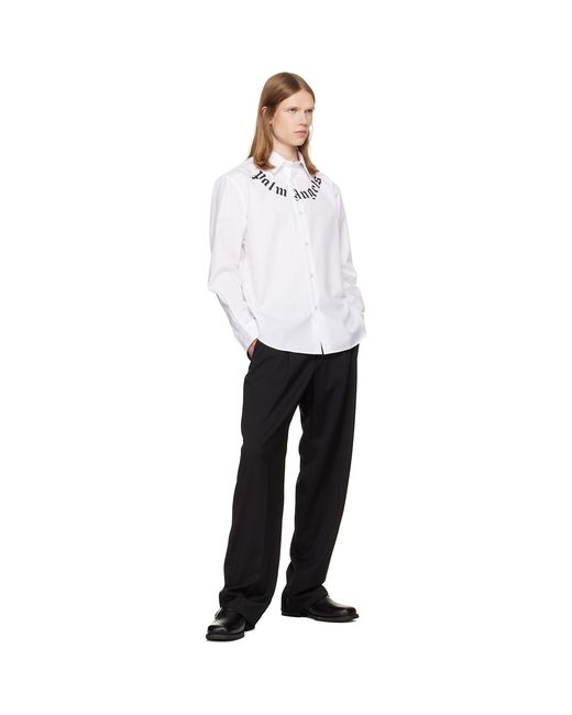 Palm Angels White Neck Logo Shirt for men
