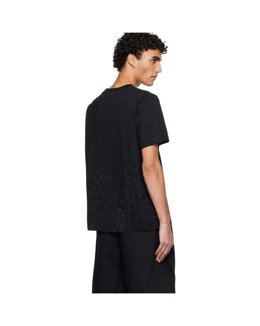 Casablanca Black Crystal Monogram Logo Short Sleeve T‑Shirt for men