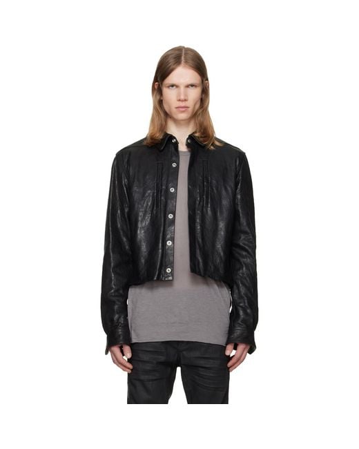 Rick Owens Black Tower Alice Leather Jacket for men