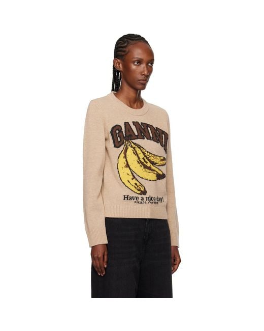 Ganni Black Graphic Wool Sweater