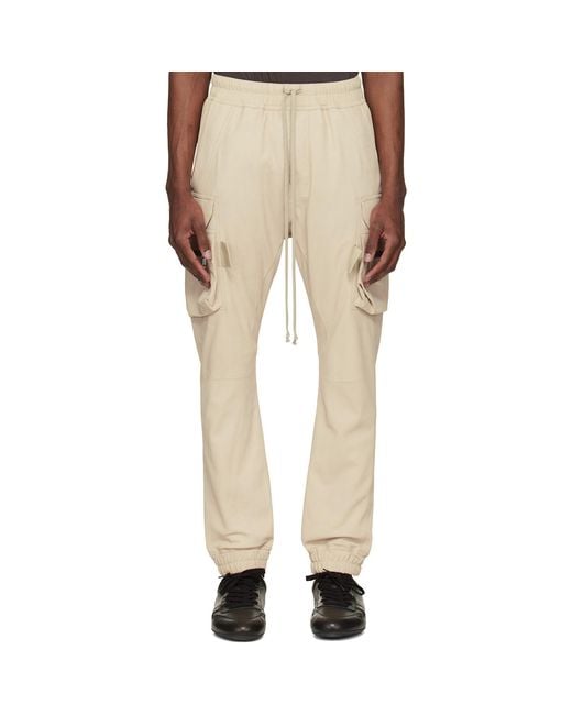 Rick Owens Natural Temple Mastodon Cargo Leather Pants for men