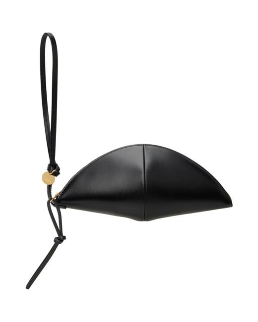 Jil Sander Black Curve Medium Clutch