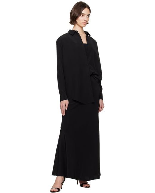 Matteau ブラック シルク 長袖シャツ Black