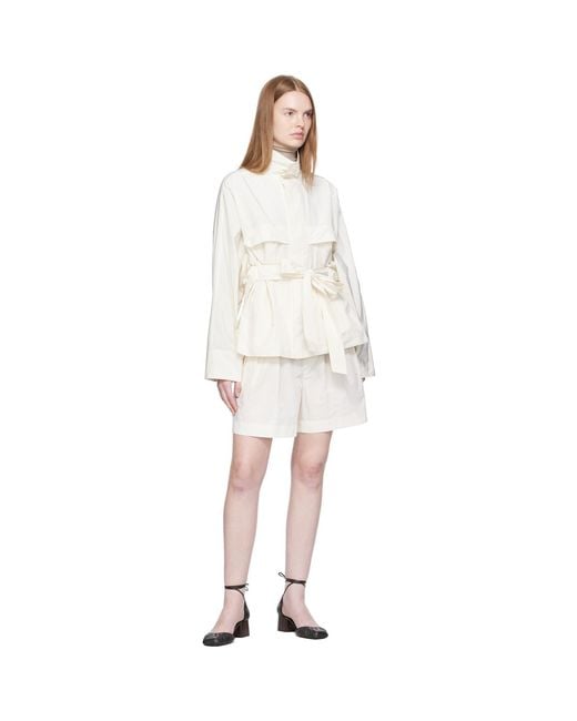 Issey Miyake White Off- Crumpled U Blouson Jacket
