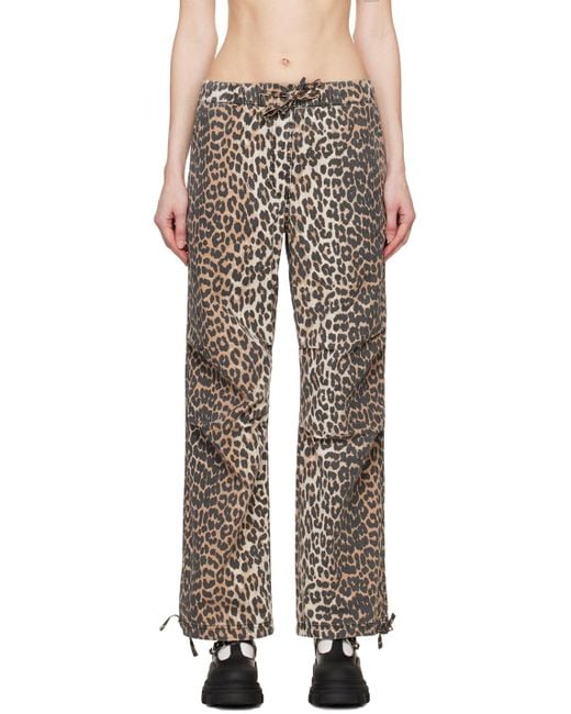 Ganni Black Leopard Trousers