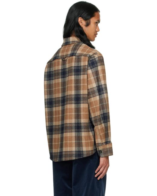A.P.C. Black Plaid Virgin Wool Overshirt for men