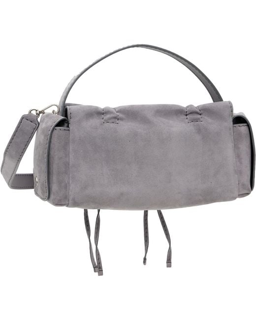 Acne Gray Multipocket Suede Shoulder Bag