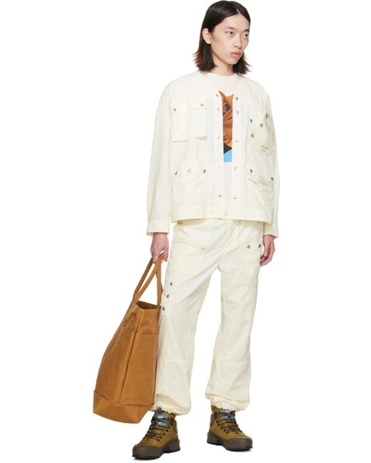 Undercover Off-white Crinkled Cargo Pants for men