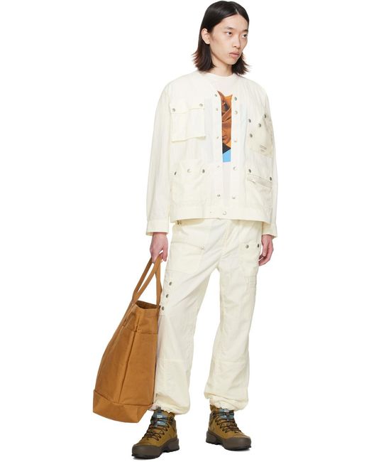 Pantalon cargo blanc cassé en taffetas froissé Undercover pour homme en coloris White