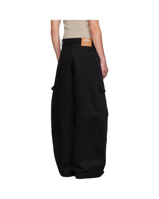 Simone Rocha Black Balloon Knee Pleat Cargo Pants for men
