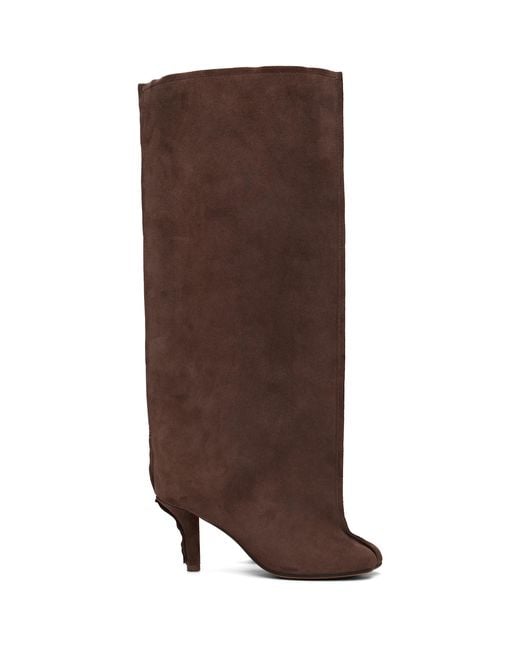 MM6 by Maison Margiela Brown Suede Anatomic Tube Tall Boots