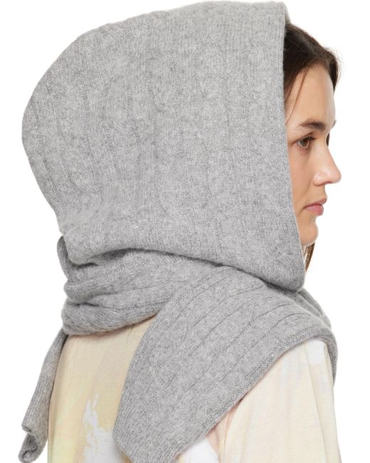 Écharpe Transformable Grise En Tricot Câblé À Capuche OPEN YY en coloris Gray