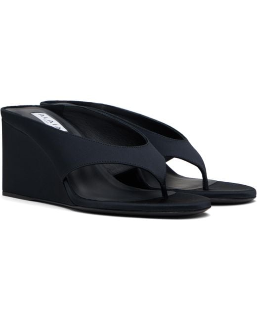 Alaïa Black Cube Thong Mule Sandals