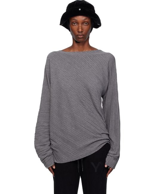 OPEN YY Gray Pleats Top