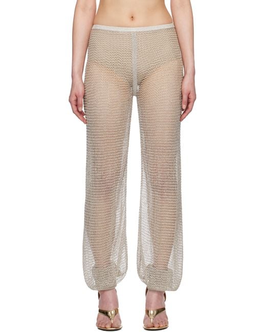 Alaïa Natural Mesh Knit Balloon Trousers
