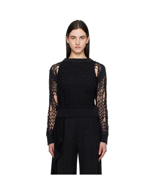 MM6 by Maison Margiela Black Messy Filet Crewneck