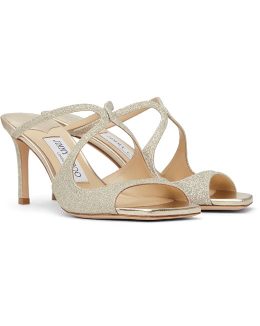 【JIMMY CHOO】シルバー Anise 75 ミュール、 Anise 75 | Silver Metallic Leather Sandals | JIMMY CHOO