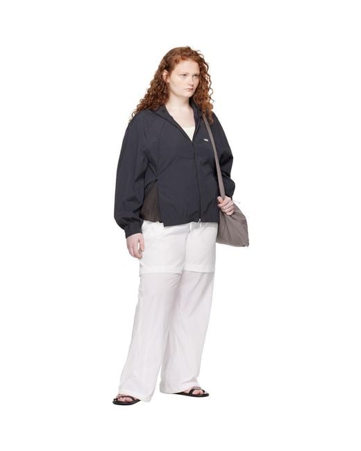 Amomento Blue Nylon Raglan Hooded Jacket