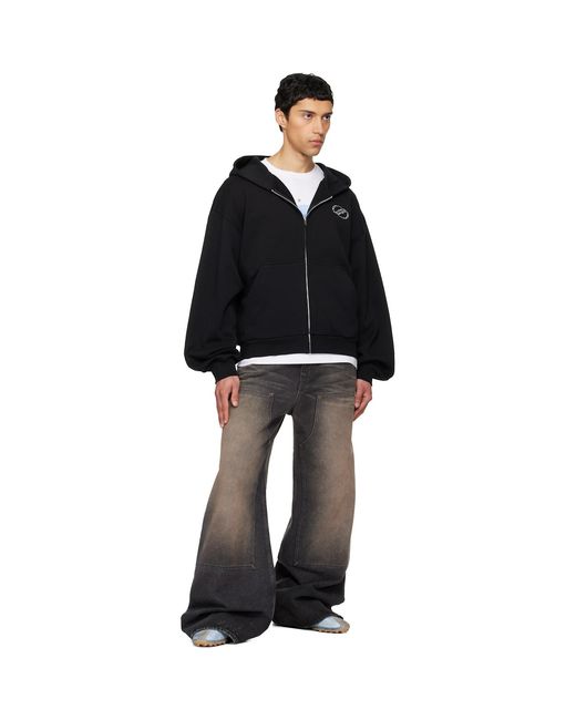we11done Black Zip-Up Hoodie for men