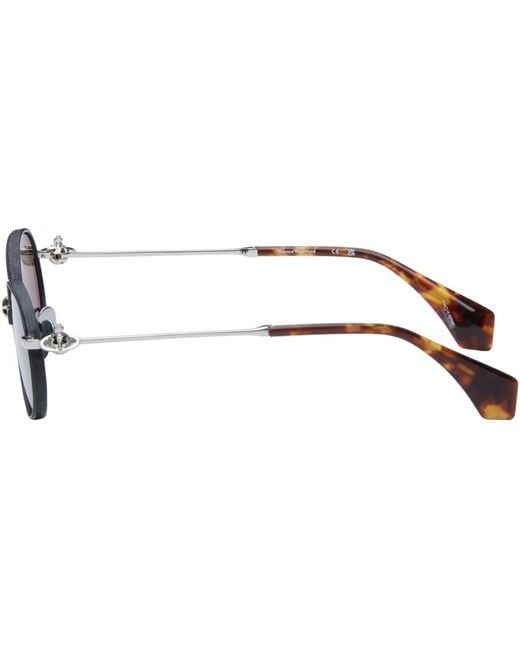 Vivienne Westwood Blacksilver Oval Sunglasses for men
