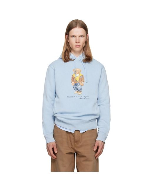 Polo Ralph Lauren Blue Polo Bear Garment-Dyed Fleece Hoodie for men