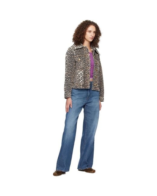 Ganni Black Leopard Denim Jacket