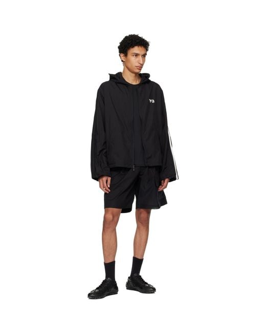 Y-3 Black Nylon Wired 3 Stripes Track Jacket for men
