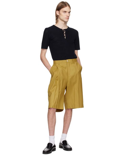 Cmmn Swdn Yellow Ara Deep Pleat Shorts for men