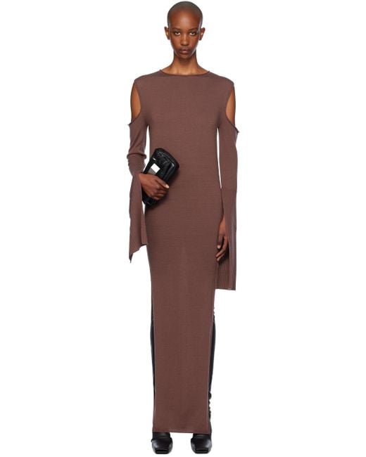 Robe Longue Brune À Manches Cape Rick Owens en coloris Black