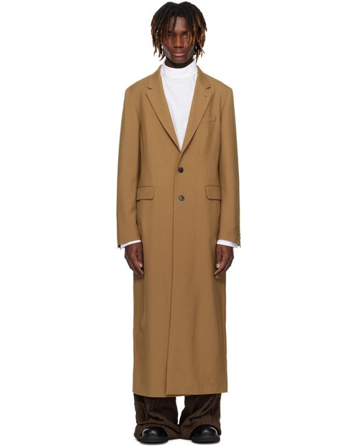 Dries Van Noten Black Tan Wool & Mohair Coat for men
