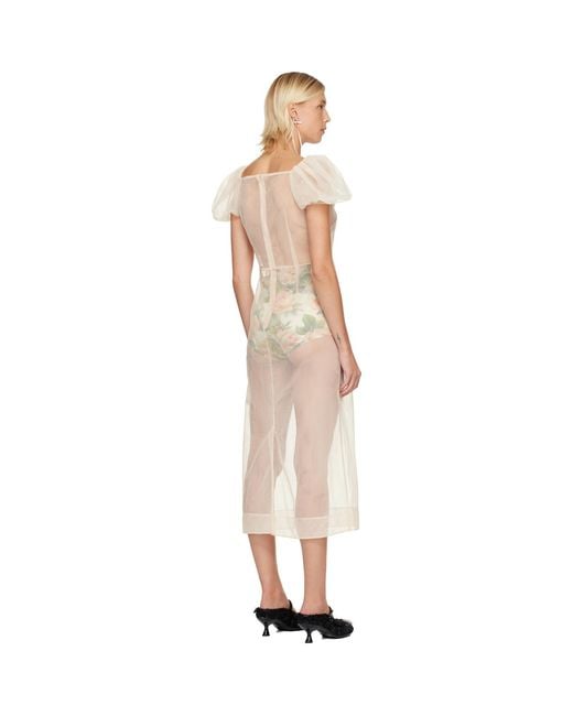 Simone Rocha Black Sheer Sculpted Gathered Bust Midi Dress
