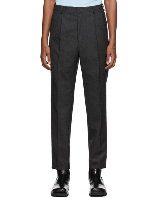 Dries Van Noten Wool Grey Hopsack Trousers in Anthracite (Gray) for Men ...