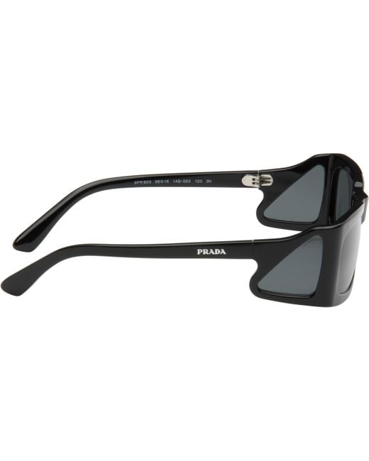 Prada Black Catwalk Rectangle Side Triangle Sunglasses