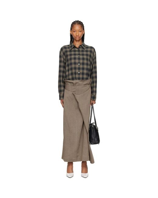 Our Legacy Multicolor Taupe Twisted Shirt Maxi Dress