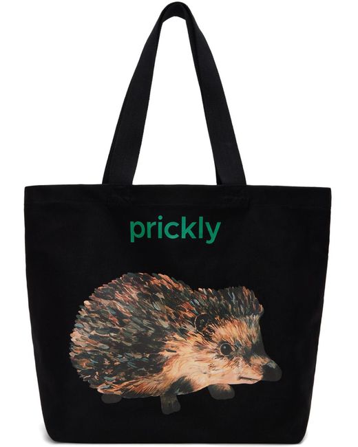 J.W. Anderson Black Canvas Hedgehog Print Tote Bag